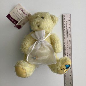 Yellow Charmlings Teddy Bear Plush with Daffodil Charm - for March Birthday